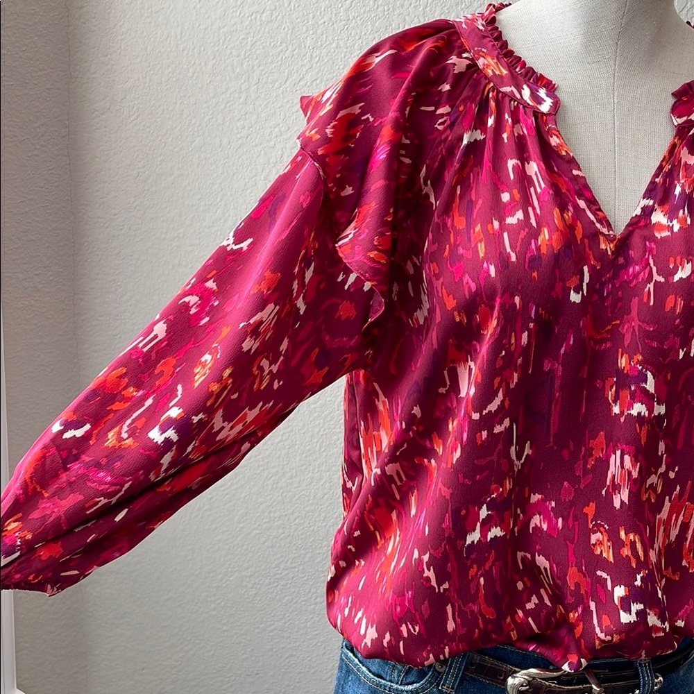 Women's Red Patterned Top - Picture 2 of 8